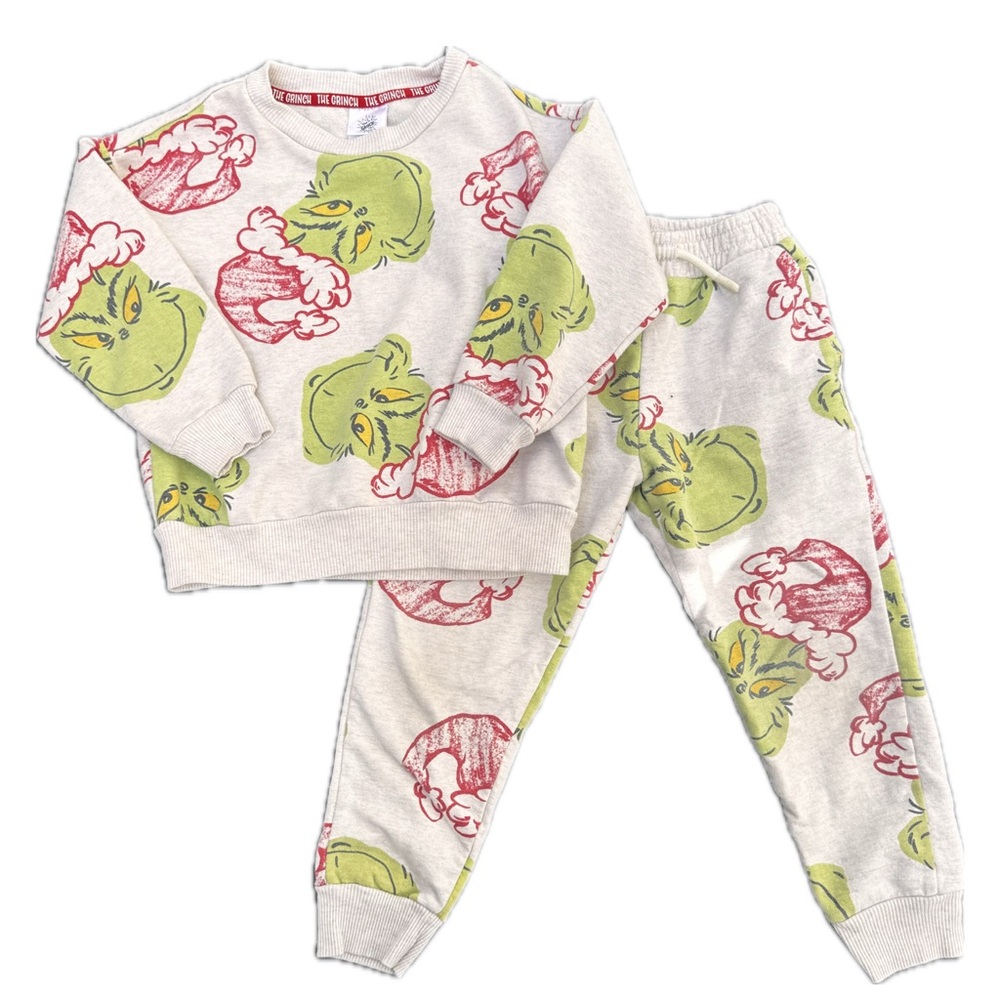 Grinch Toddler Outfit Set 4T Christmas Pajamas Sweatshirt Joggers Holiday Set